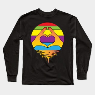 Heart Hands Rainbow Sunset Long Sleeve T-Shirt